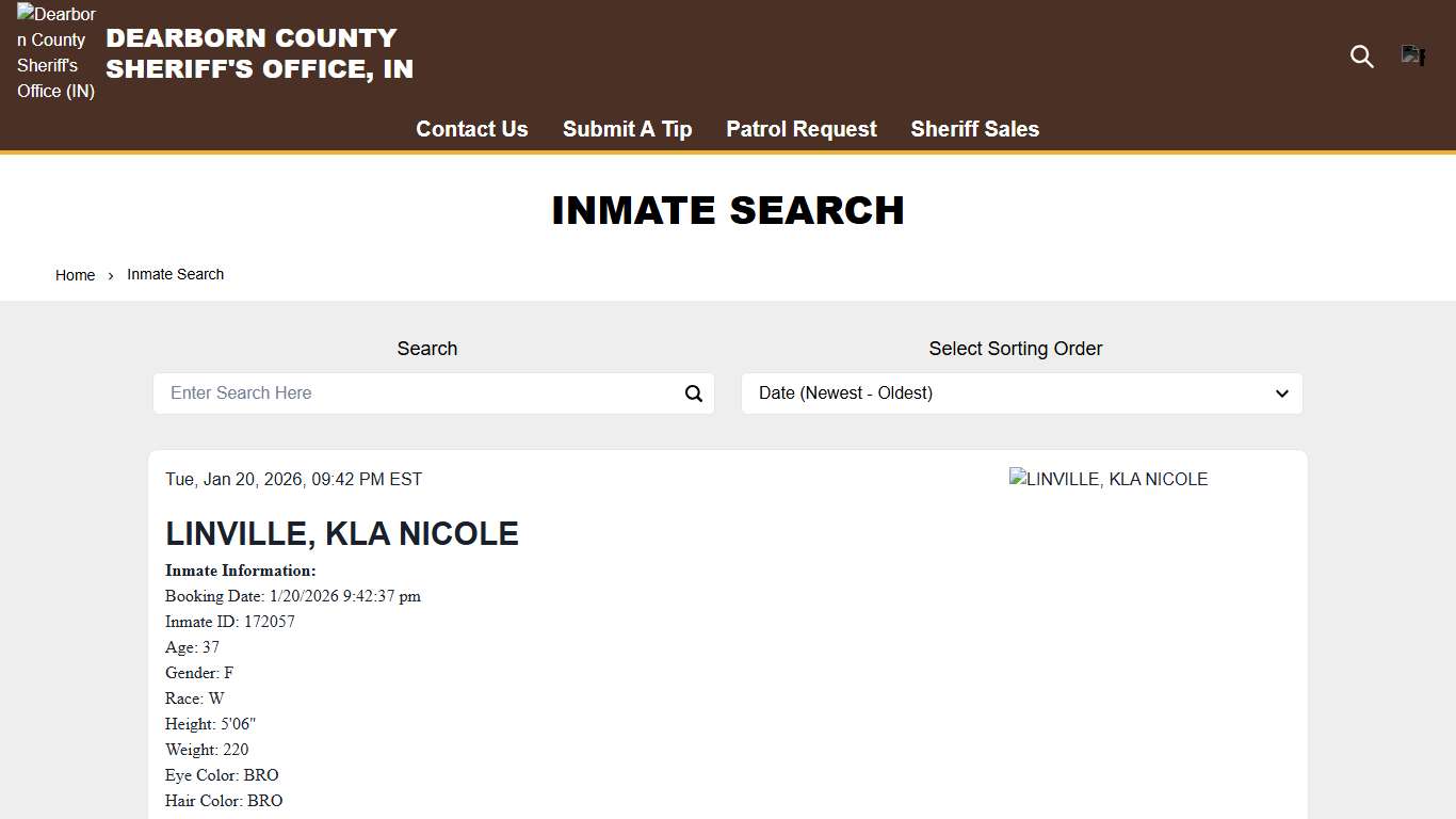 Inmate Search | Dearborn County Sheriff's Office (IN)